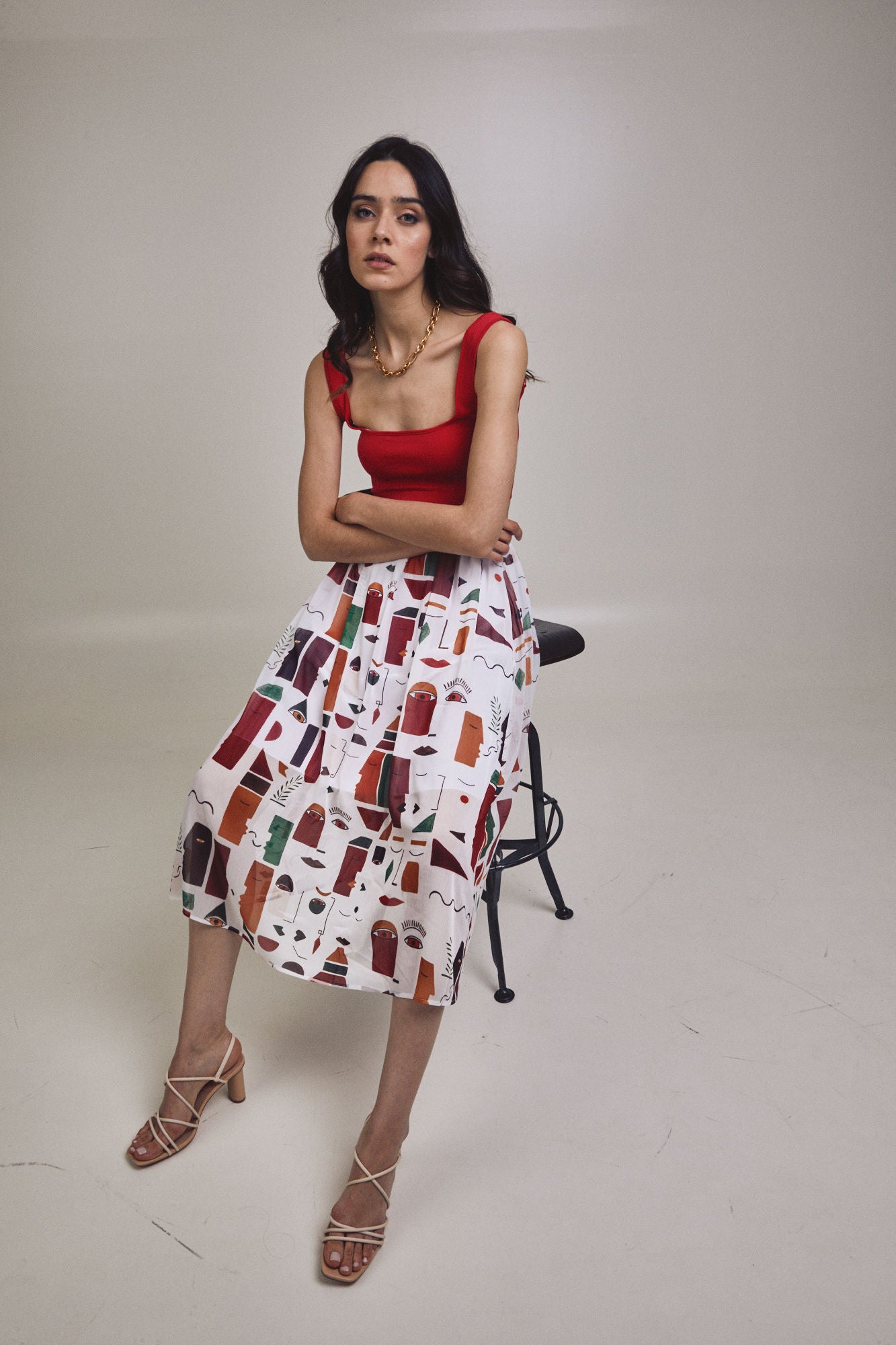 Life Celebration High Waist Midi Skirt
