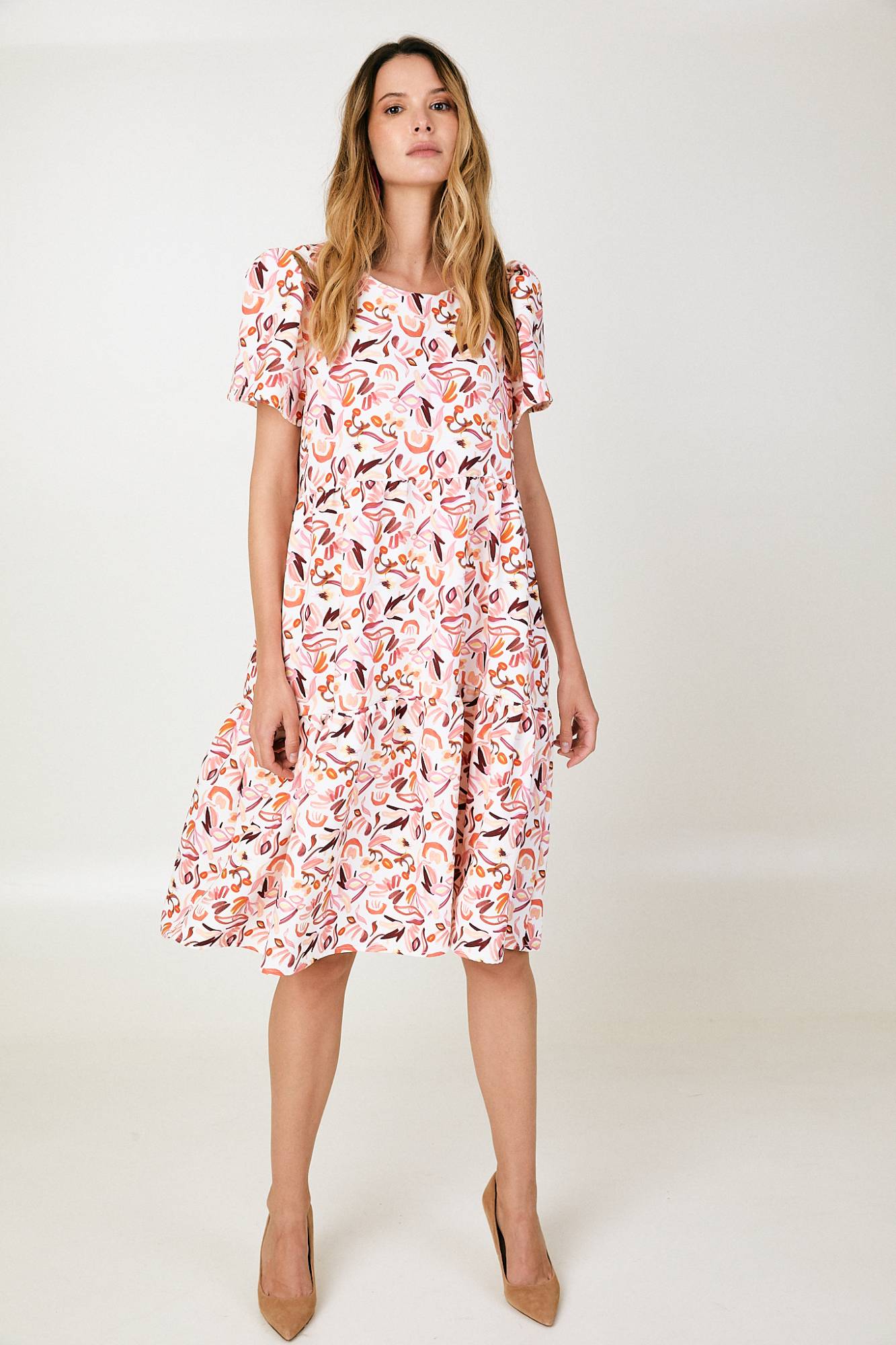Sunset Lover Oversized Puff Sleeve Midi Dress