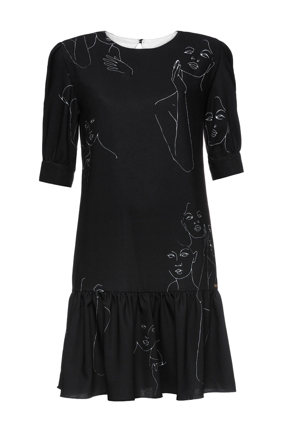 Women Power Midi Dress with Ruffle Skirt