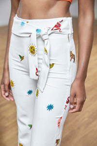 Wild Cosmos Embroidered Trousers