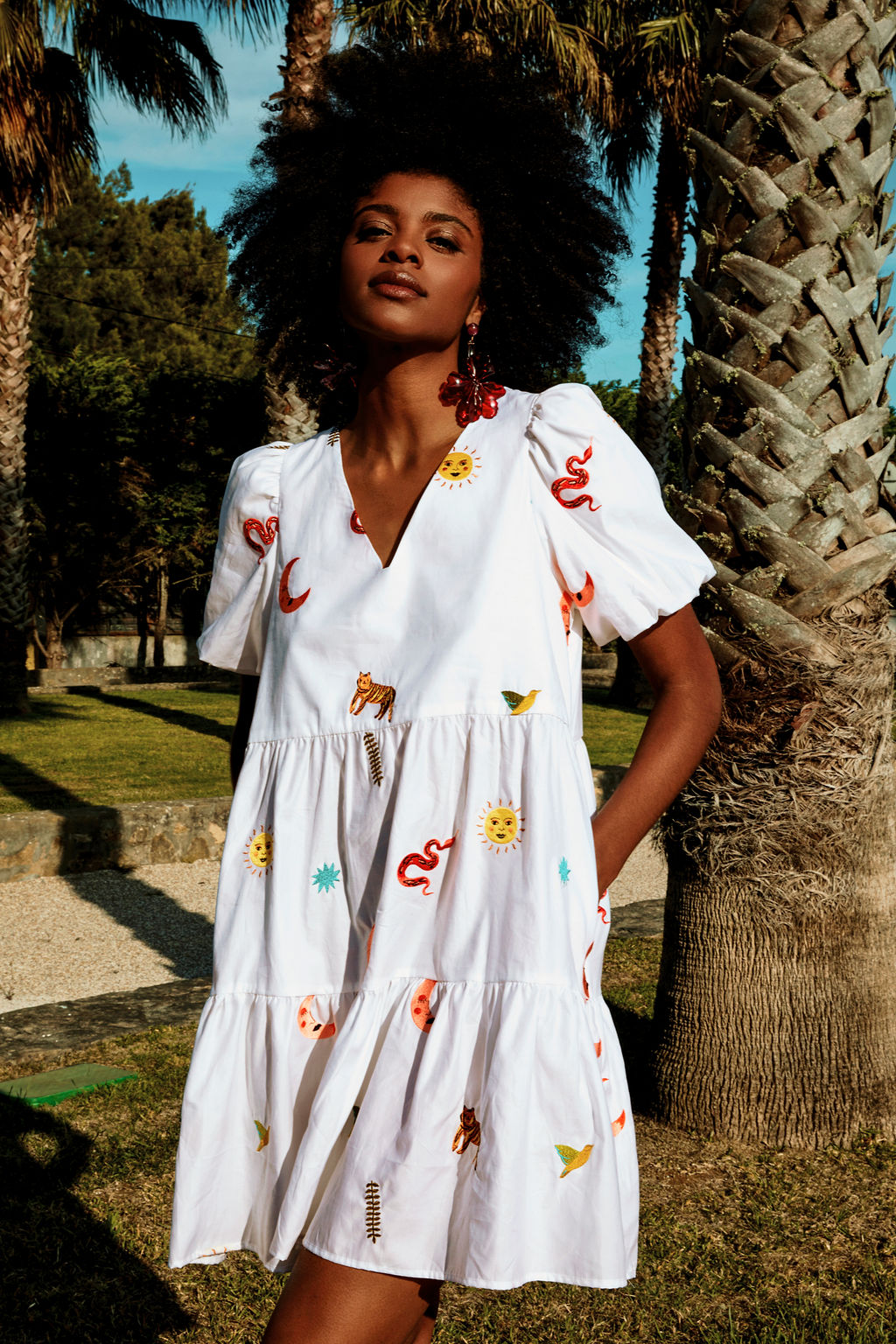 Wild Cosmos Embroidered Cotton Short Dress Wild Cosmos Embroidered Cotton Short Dress