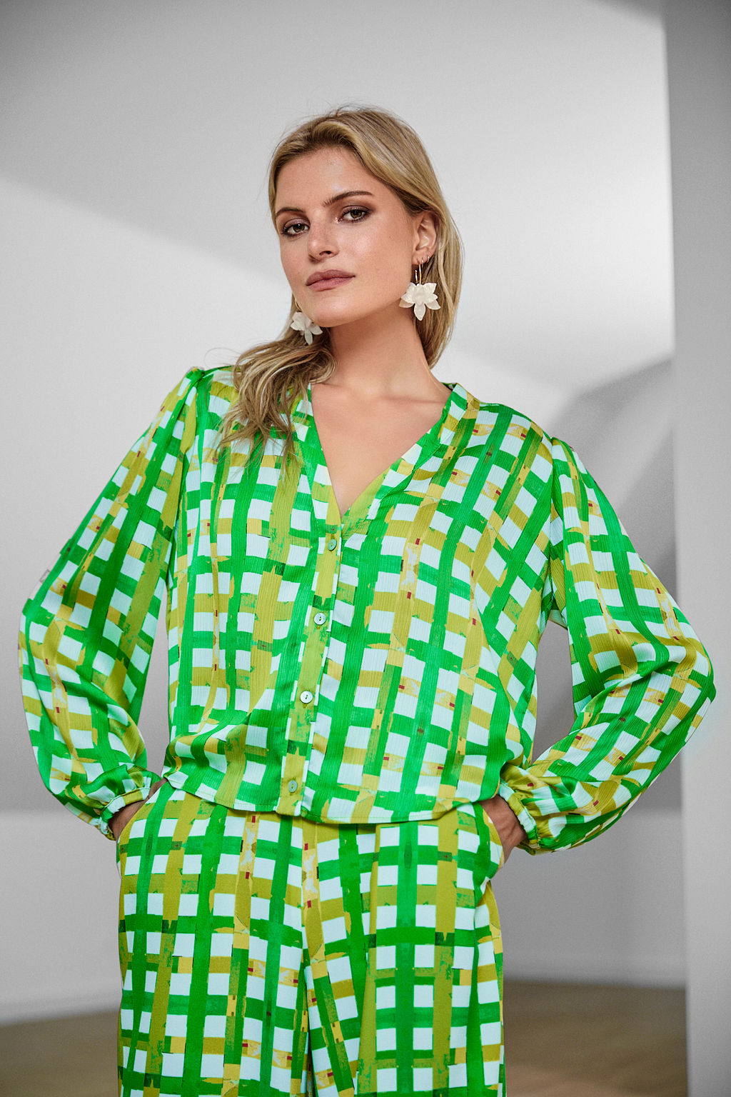 Green Meadow Buttoned Blouse