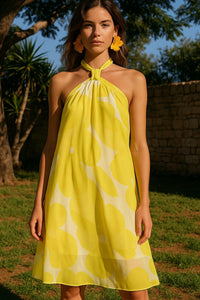 Lime Green Tie Neck Dress