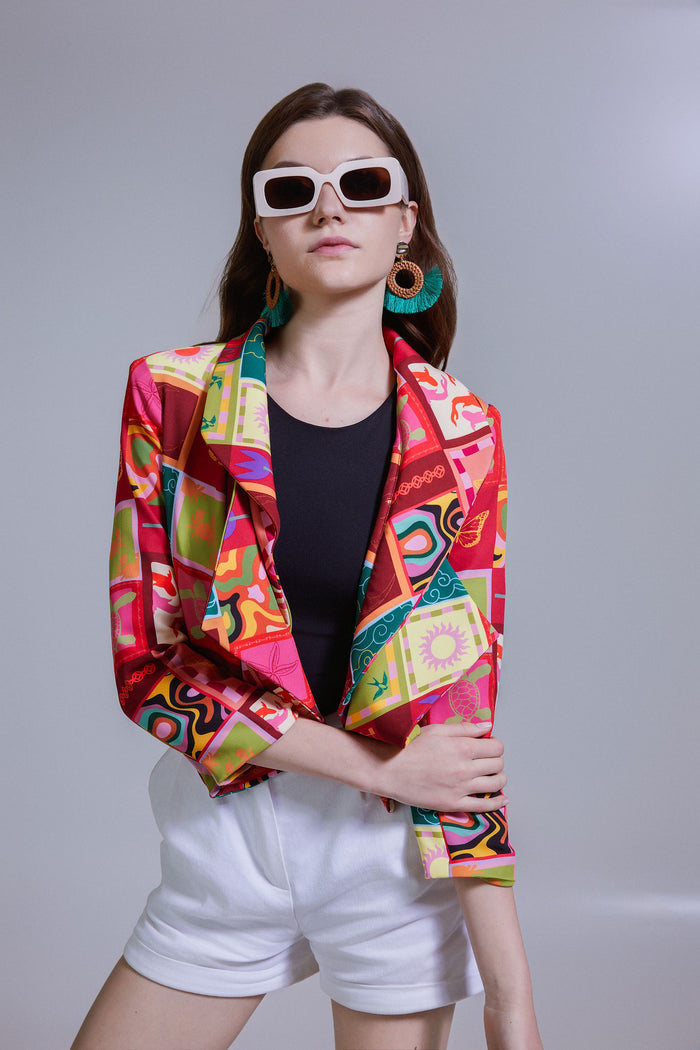 Rainforest Connection Asymmetric Frill Blazer