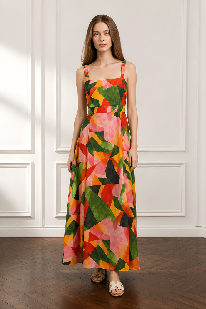 Fragments of Light Tie-Back Maxi Dress