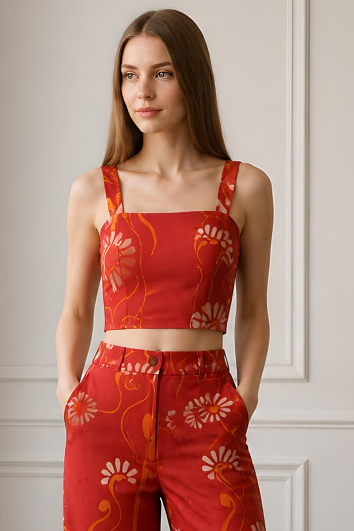 Wild Bloom Square Neck Cropped Top