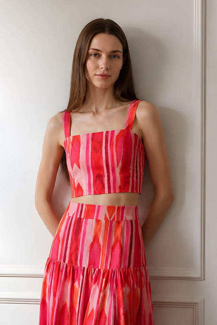 Rose Heat Square Neck Cropped Top