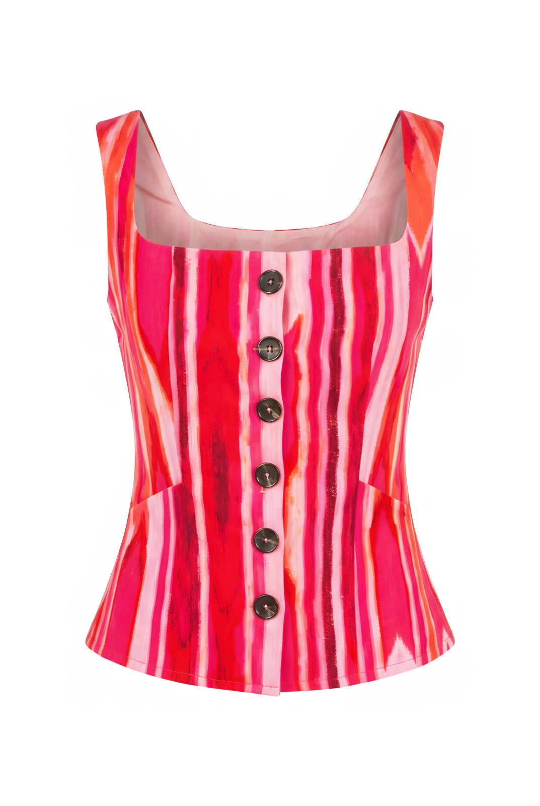 Rose Heat Square Neck Structured Top