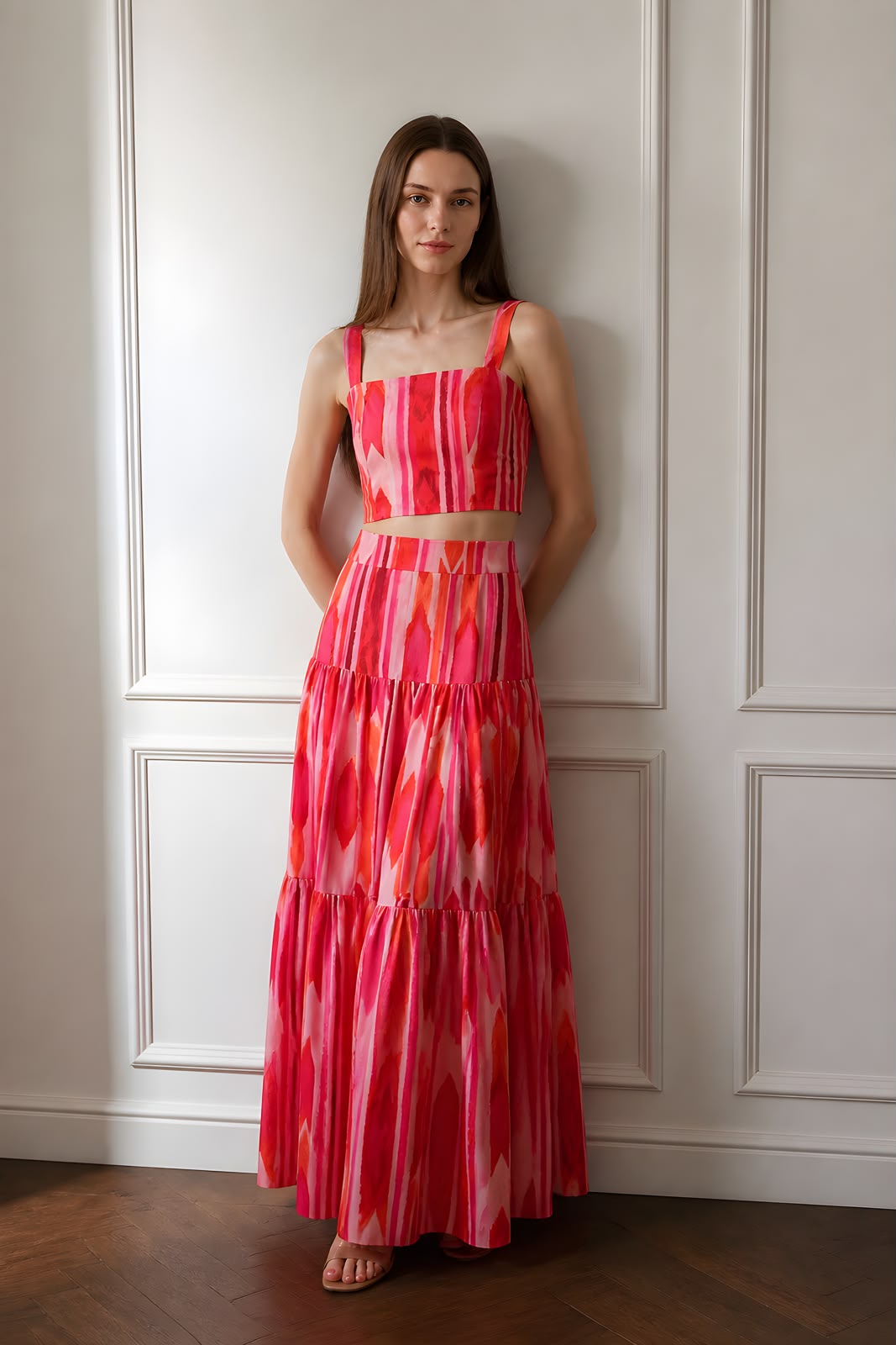 Rose Heat Square Neck Cropped Top