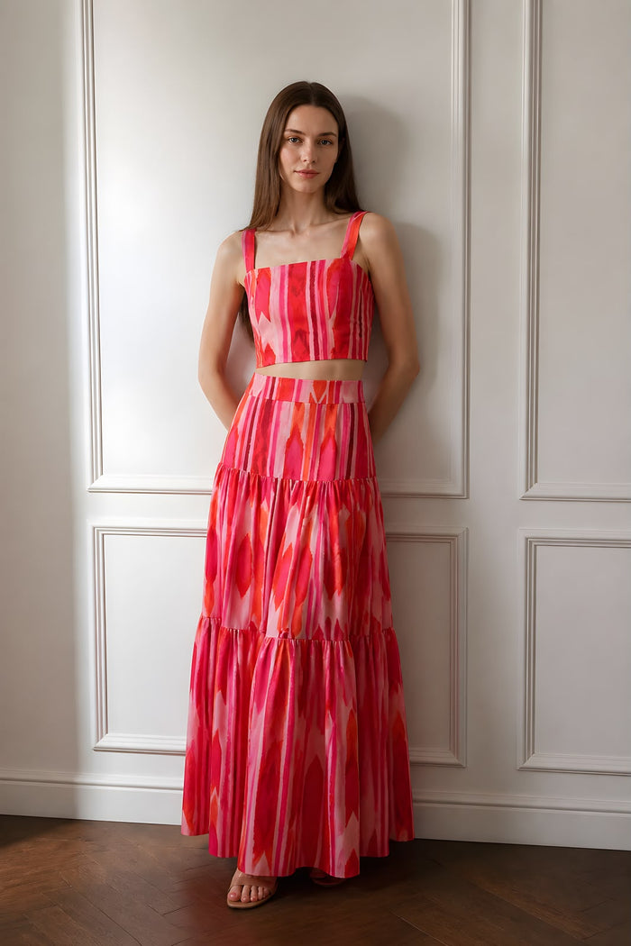 Rose Heat Square Neck Cropped Top