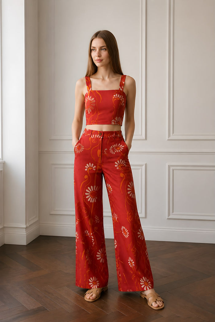Wild Bloom Square Neck Cropped Top