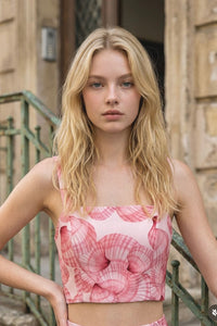 Blush Sheels Square Neck Cropped Top
