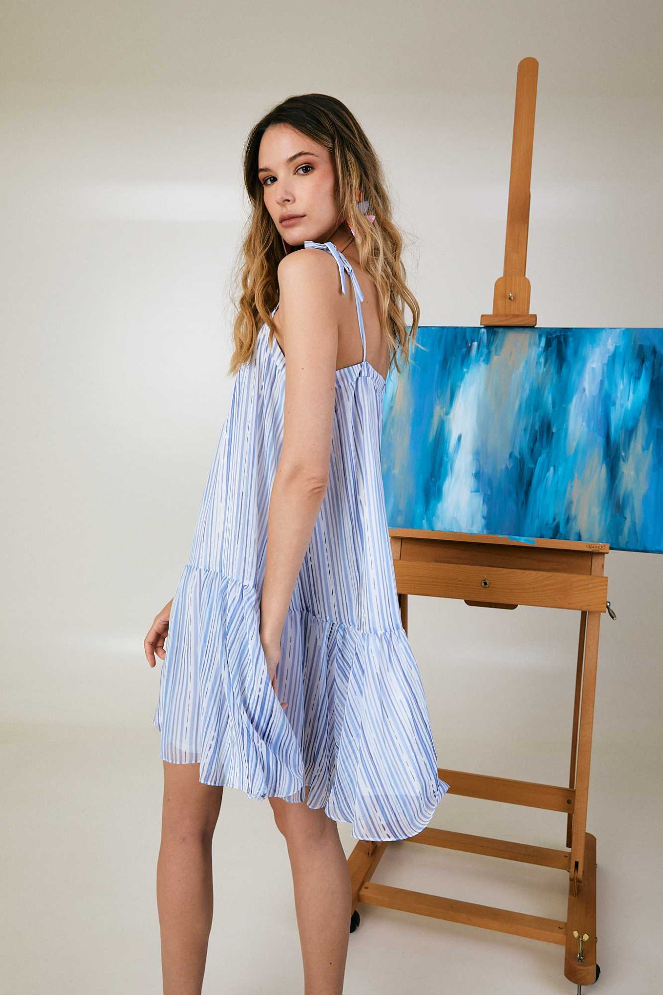 Pure Water Short Dress with Ruffle Skirt
