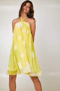 Lime Green Tie Neck Dress