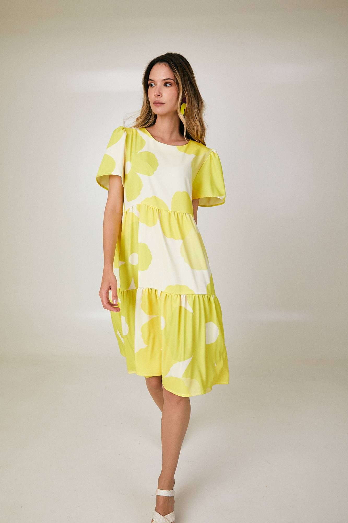 Lime Green Oversized Puff Sleeve Midi Dress Lime Green Oversized Puff Sleeve Midi Dress