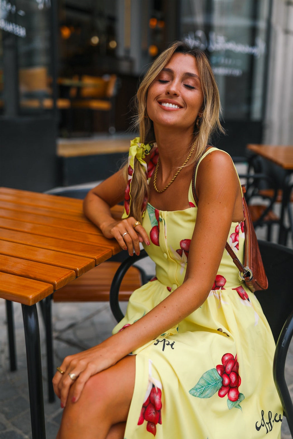 Coffee Berry Buttoned Midi Dress