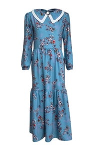 Garden of Thoughts Long Sleeve Maxi Dress with Removable Collar