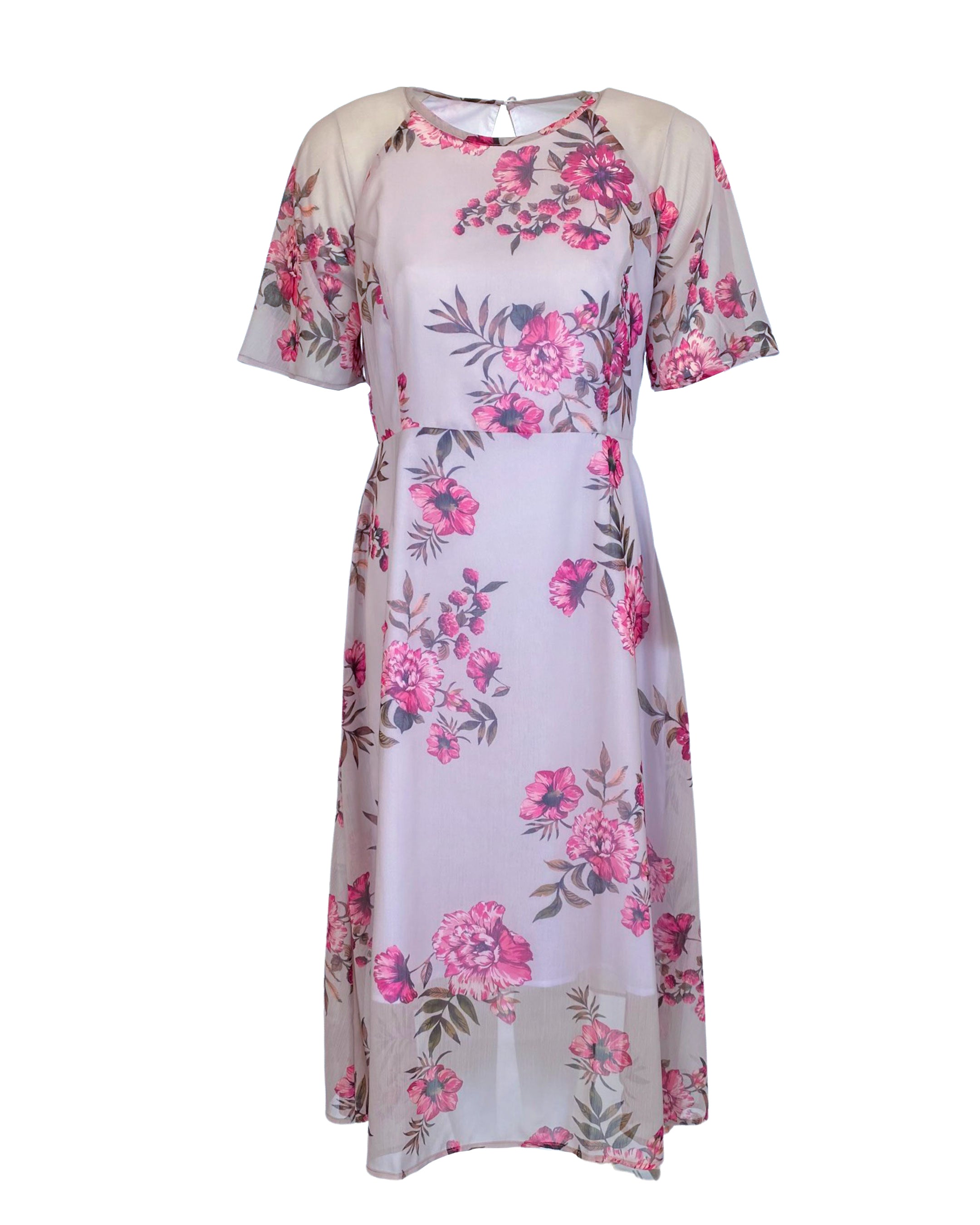 Flower Fusion Short Sleeve Midi Dress