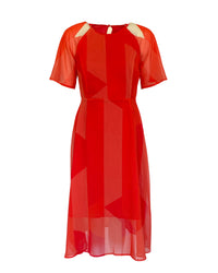 Red Velvet Short Sleeve Midi Dress