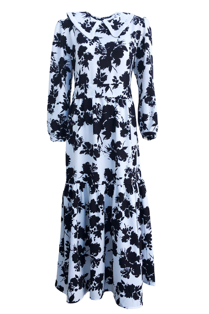 All Equal, All Different Long Sleeve Maxi Dress with Removable Collar