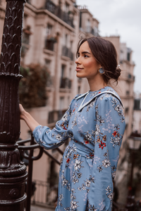 Garden of Thoughts Long Sleeve Maxi Dress with Removable Collar