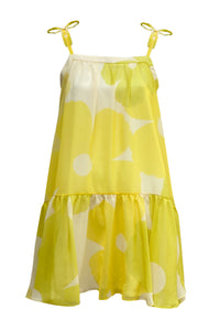 Lime Green Short Dress with Ruffle Skirt