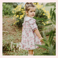 Flower Fusion Girl's Ruffle Dress with Collar