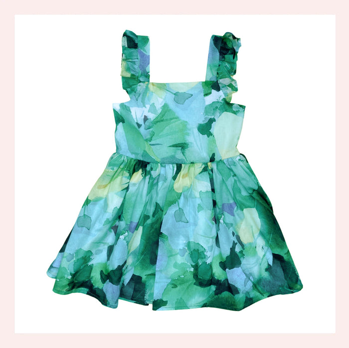 Green Paradise Girl's Ruffle Dress